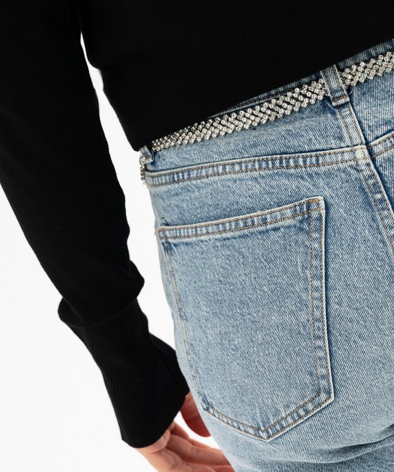 Jean cropped straight taille normale en denim stretch femme vue3 - GEMO 4G FEMME - GEMO