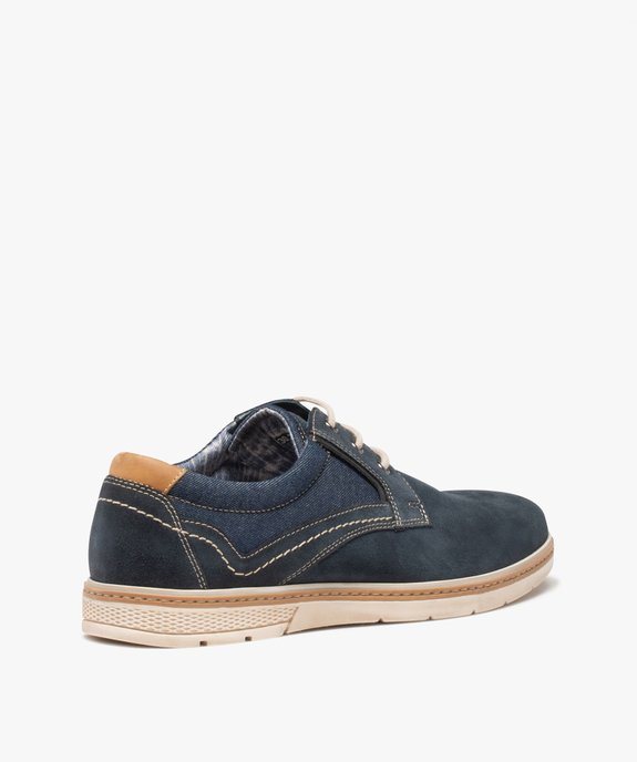 Derbies homme dessus cuir et denim - Tanéo vue4 - TANEO - GEMO
