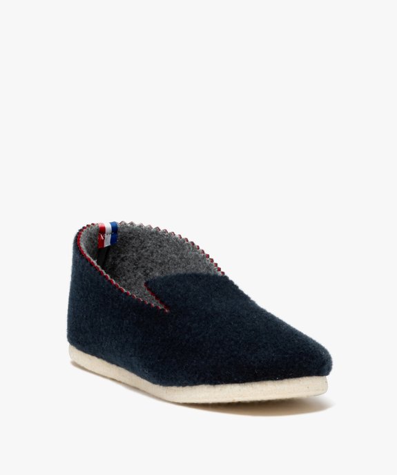Chaussons homme pantoufles unies à bords dentelés vue2 - GEMO(HOMWR HOM) - GEMO