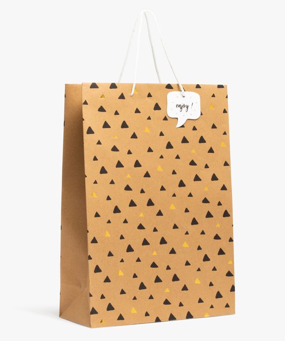 Pochette cadeau à motifs triangles en papier recyclé vue1 - GEMO (ACCESS) - GEMO