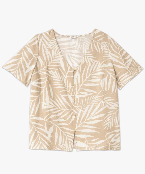 Blouse manches courtes fluide à col V et imprimé femme grande taille vue4 - GEMO (G TAILLE) - GEMO
