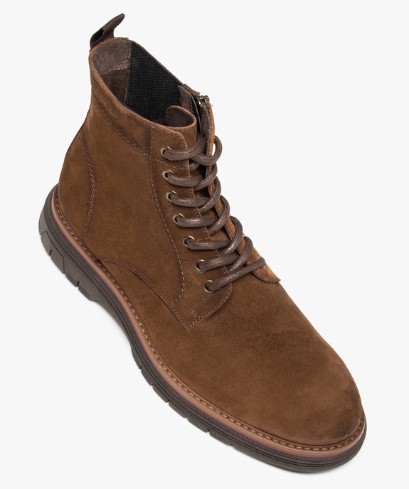 Boots homme unies dessus cuir à lacets - Tanéo  vue6 - TANEO - GEMO