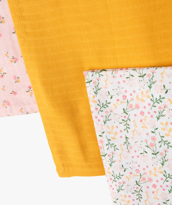 Lange à motifs fleurs en gaze de coton bébé (lot de 3) vue2 - GEMO(BB COUCHE) - GEMO