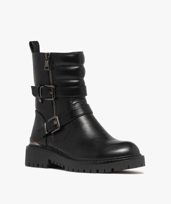 Boots femme mid-cut à col matelassé avec zip et brides fantaisie vue2 - 5 MILES - GEMO