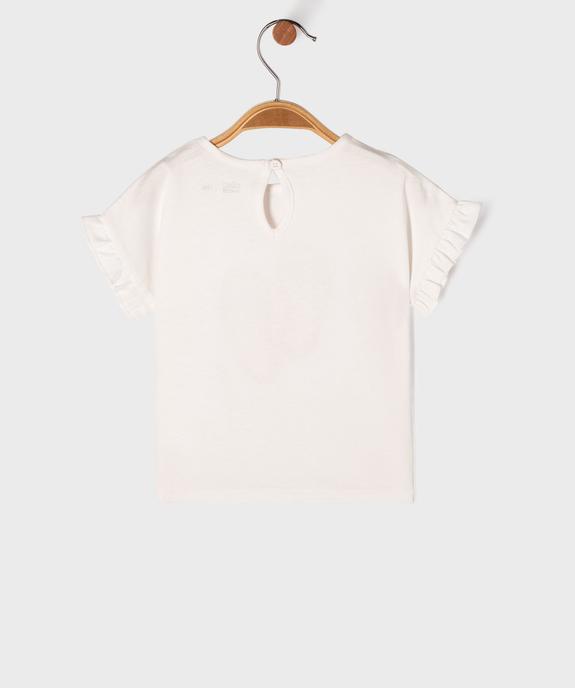 Tee-shirt manches courtes avec motif et volants bébé fille vue5 - GEMO 4G BEBE - GEMO