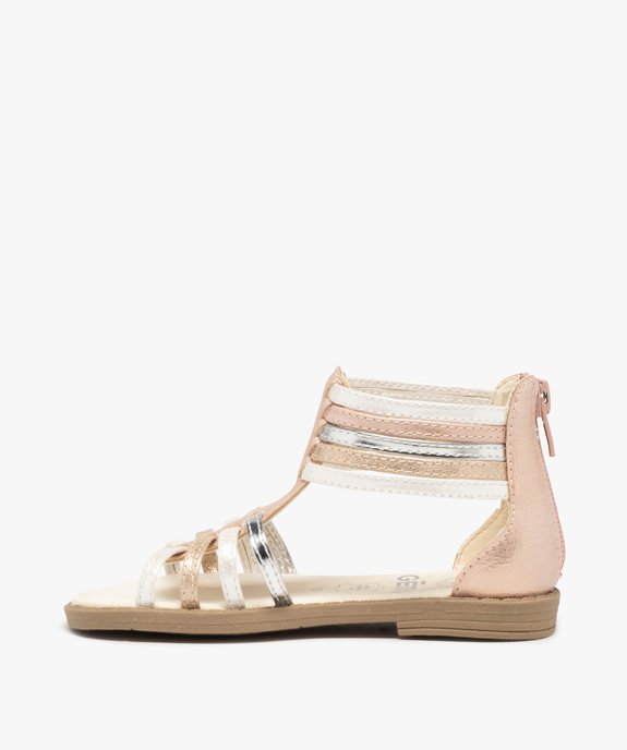Sandales fille semi-montantes à fines brides métallisées vue3 - GEMO (ENFANT) - GEMO