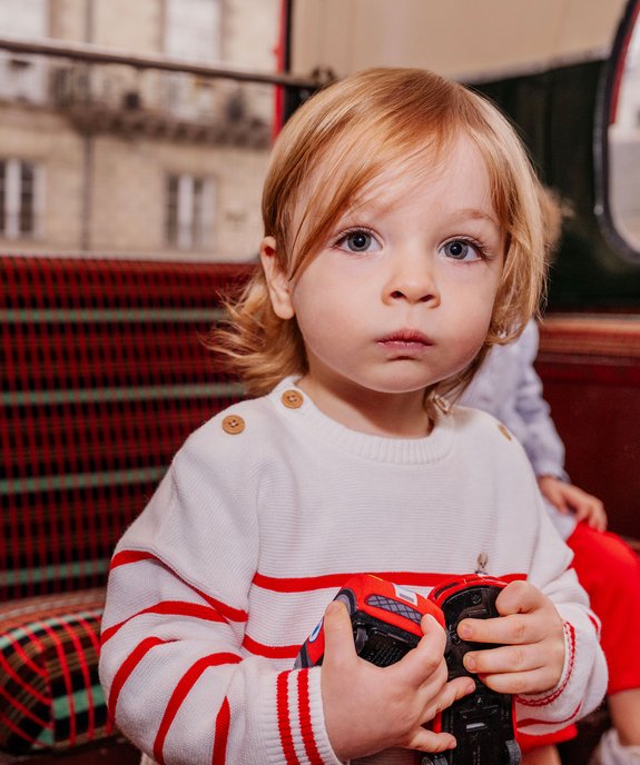 Pull rayé en fine maille bébé garçon - LuluCastagnette vue1 - LULUCASTAGNETTE - GEMO