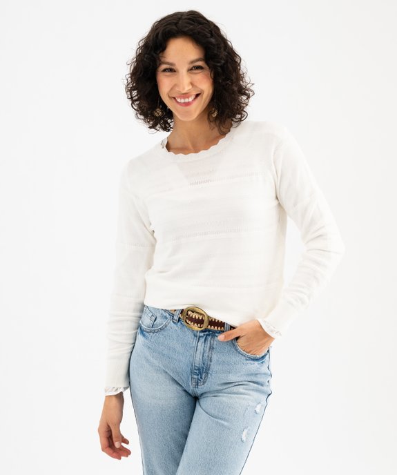 Pull col rond en maille fine femme  vue1 - GEMO 4G FEMME - GEMO