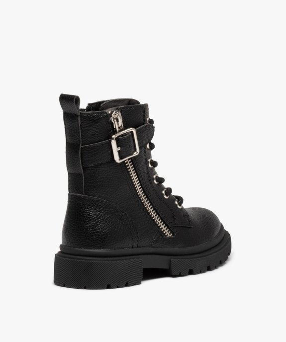 Boots fille unies style rangers à semelle crantée vue4 - GEMO (ENFANT) - GEMO