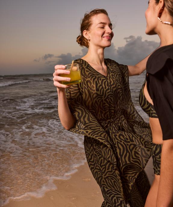 Robe de plage en voile à motifs femme vue1 - GEMO 4G FEMME - GEMO