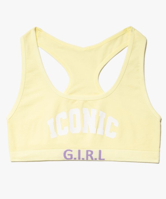 Brassière fille avec inscription girly vue1 - GEMO 4G FILLE - GEMO