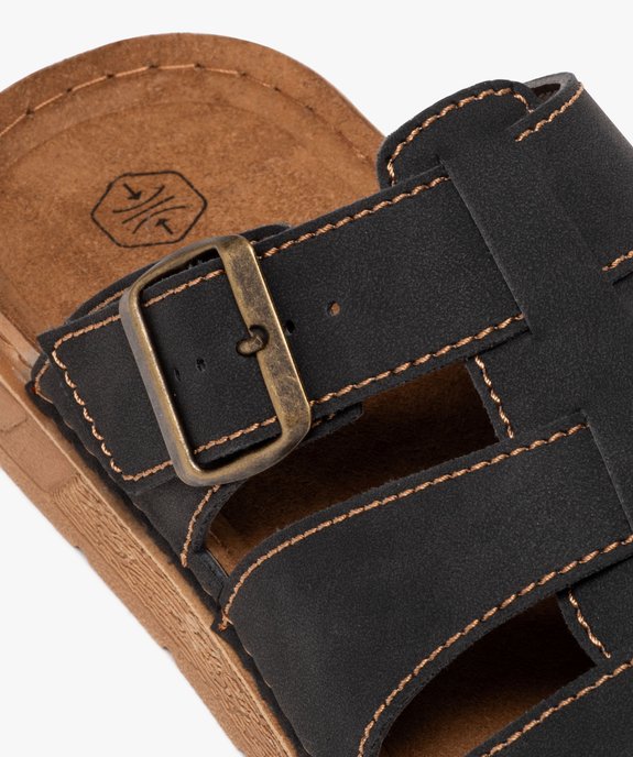 Mules homme unies à larges brides surpiquées avec boucle vue6 - GEMO (CASUAL) - GEMO