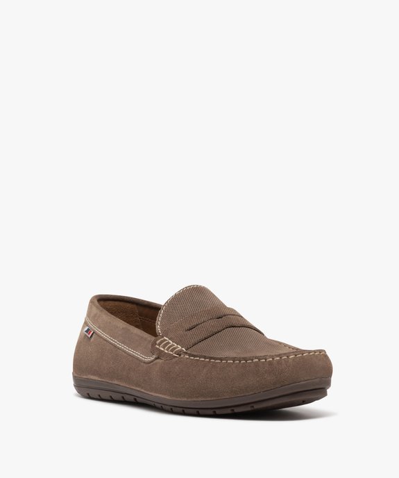 Mocassins en cuir velours homme - Tanéo vue2 - TANEO - GEMO