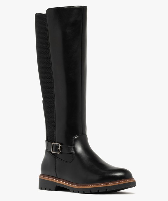 Bottes femme cavalières avec parties élastiques et boucle fantaisie vue2 - GEMO (CASUAL) - GEMO