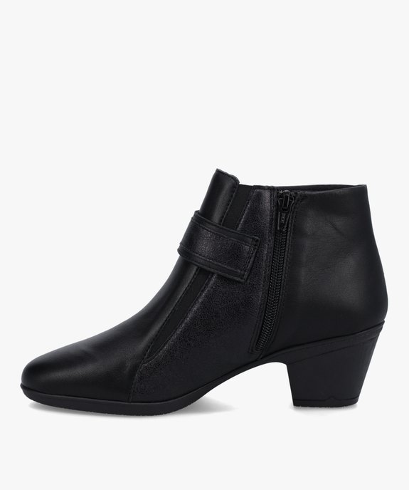 Boots femme confort unies à talon dessus cuir vue3 - GEMO (CONFORT) - GEMO