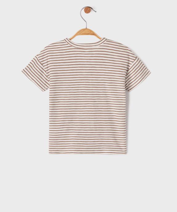 Tee-shirt rayé à manches courtes et col tunisien bébé garçon vue3 - GEMO 4G BEBE - GEMO