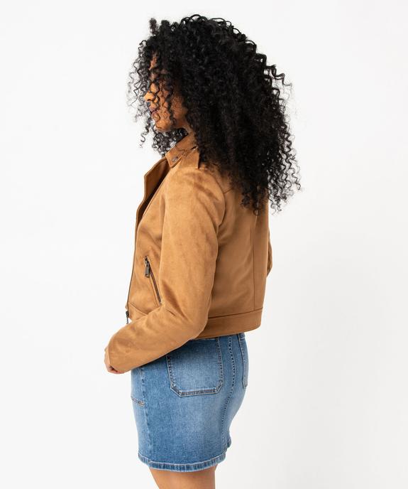 Blouson en suédine esprit biker femme vue3 - GEMO 4G FEMME - GEMO