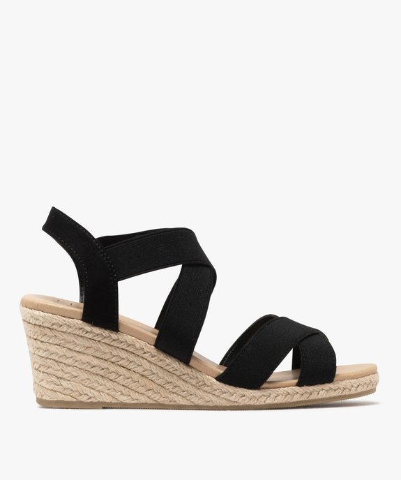 Sandales femme unies à talon compensé et brides élastiques vue2 - VALENTINA BALDA - GEMO