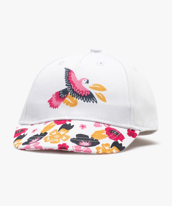 Casquette bébé fille élastiquée à fleurs et perroquet vue1 - GEMO(BEBE DEBT) - GEMO