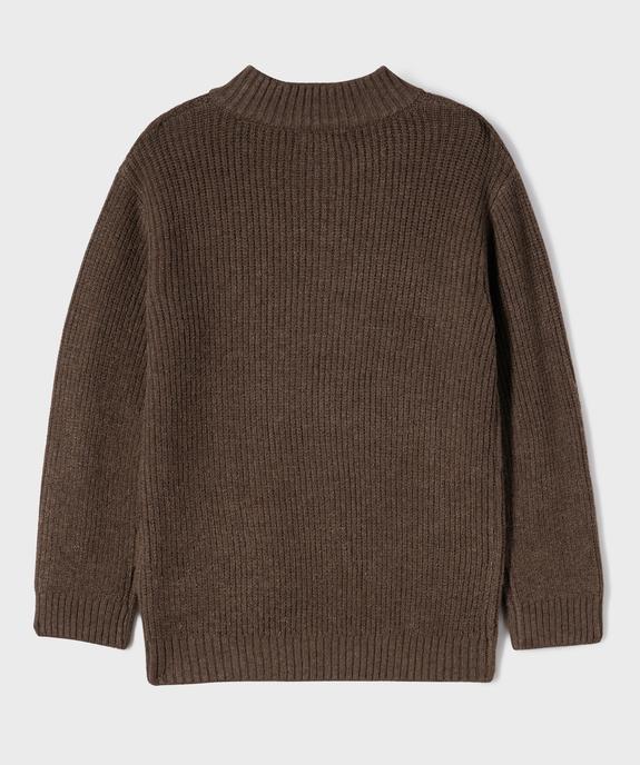 Pull en maille côtelée avec col montant zippé garçon vue4 - GEMO (ENFANT) - GEMO