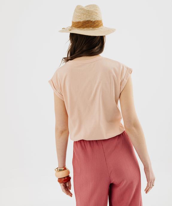 Tee-shirt à manches courtes et col rond femme vue4 - GEMO(FEMME PAP) - GEMO