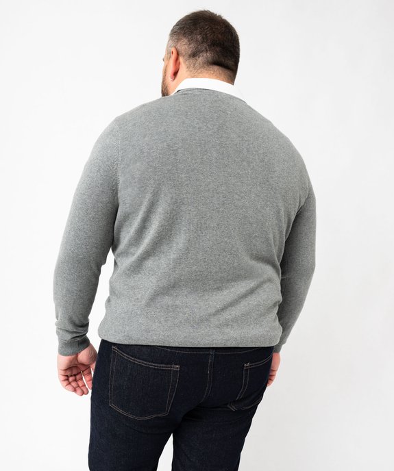 Pull fin à col V en coton homme vue7 - GEMO 4G HOMME - GEMO
