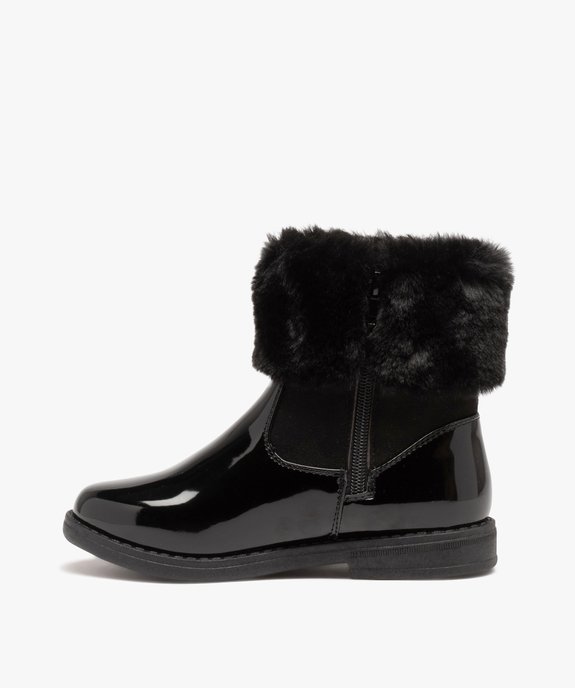 Boots vernis avec tige en peluche fille  vue3 - GEMO (ENFANT) - GEMO