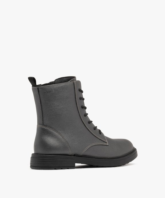 Bottines fille effet métallisé à zip et à lacets - Geox vue4 - GEOX - GEMO