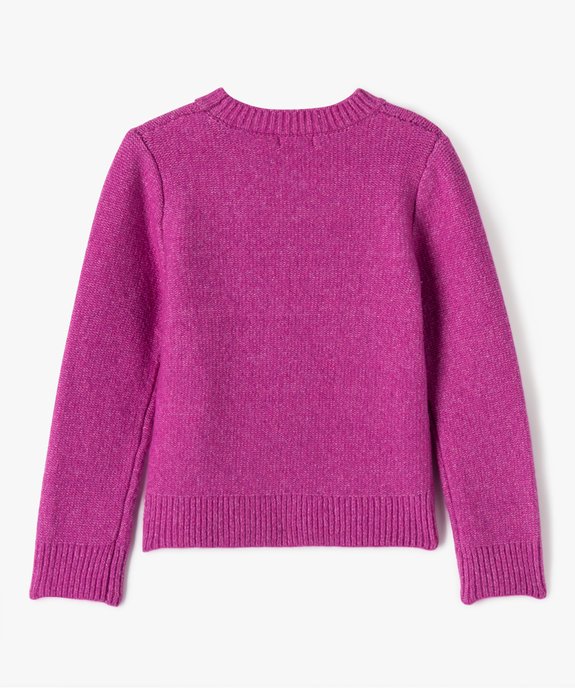 Pull en maille avec torsades sur l’avant fille vue4 - GEMO (ENFANT) - GEMO