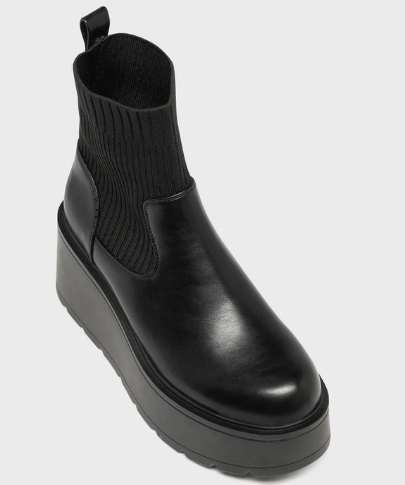 Boots avec tige chaussette et semelle plateforme femme - 5 Miles vue6 - 5 MILES - GEMO