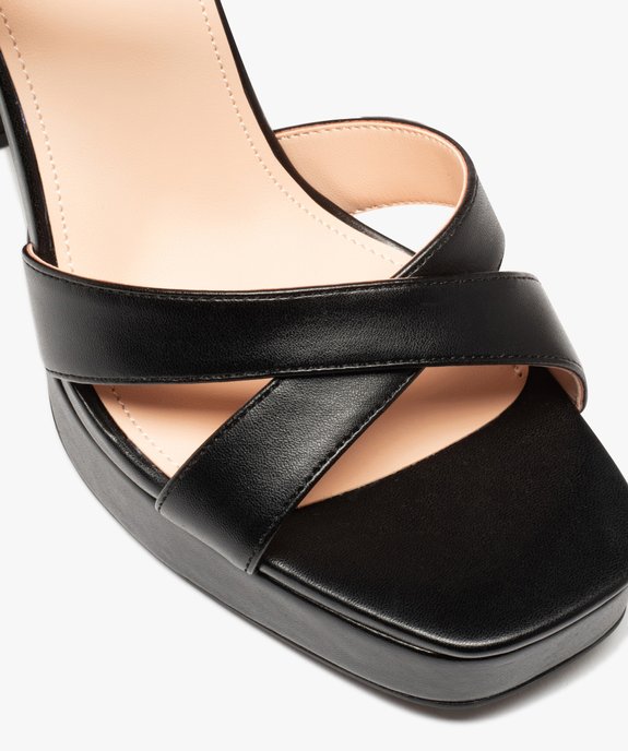 Sandales femme à talon carré extra haut et brides unies vue7 - GEMO(URBAIN) - GEMO
