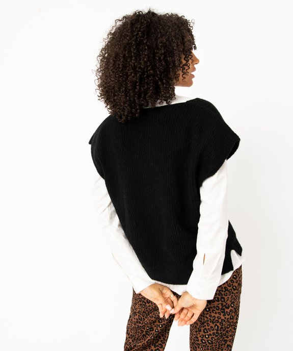 Pull femme sans manches avec col V vue3 - GEMO(FEMME PAP) - GEMO