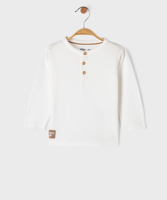 Tee-shirt manches longues en maille nid d’abeille bébé garçon vue1 - GEMO 4G BEBE - GEMO