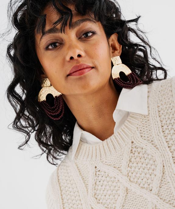 Pull sans manches à grosse maille torsadée femme - LuluCastagnette vue3 - LULUCASTAGNETTE - GEMO