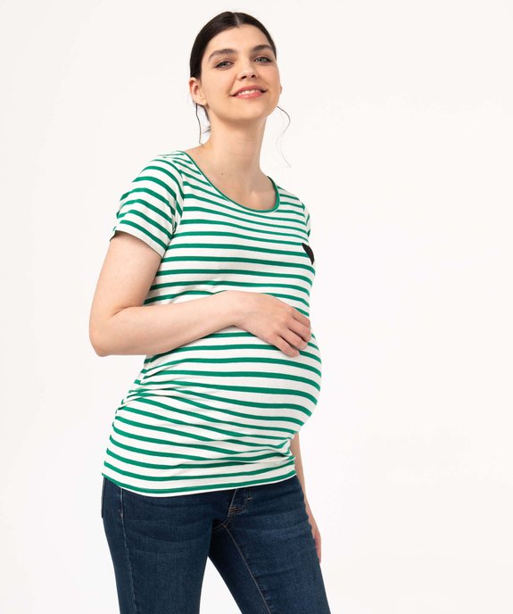 Tee-shirt de grossesse rayé à manches courtes vue2 - GEMO 4G MATERN - GEMO