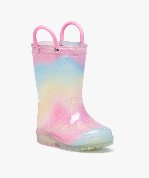 Bottes de pluie bébé fille à paillettes avec anses vue3 - LITTLE LOVE - GEMO