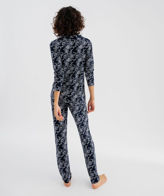 Pyjama deux pièces en viscose femme : chemise et pantalon vue3 - GEMO 4G FEMME - GEMO