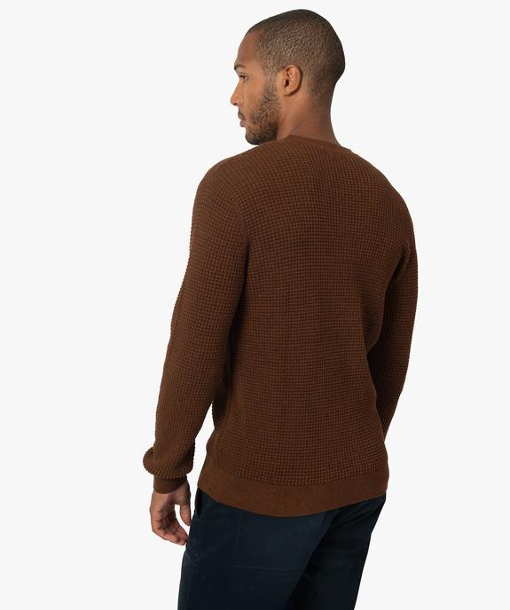 Pull homme en maille texturée vue3 - GEMO (HOMME) - GEMO