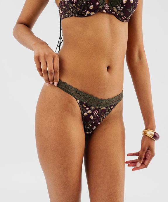 Culotte échancrée en dentelle et microfibre fleurie femme vue2 - GEMO(HOMWR FEM) - GEMO