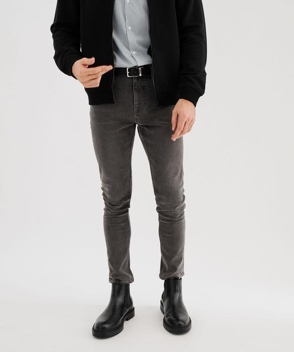 Jean skinny extensible en denim délavé et patiné homme vue1 - GEMO 4G HOMME - GEMO