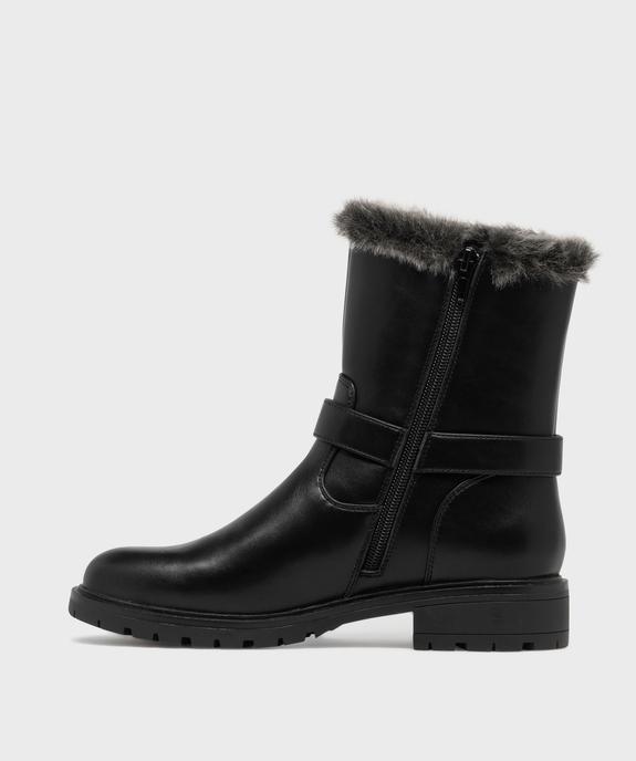 Boots motardes à ourlet fourrure imitation femme vue3 - VALENTINA BALDA - GEMO