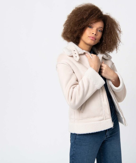 Blouson femme réversible en suédine et sherpa - LuluCastagnette vue1 - LULUCASTAGNETTE - GEMO