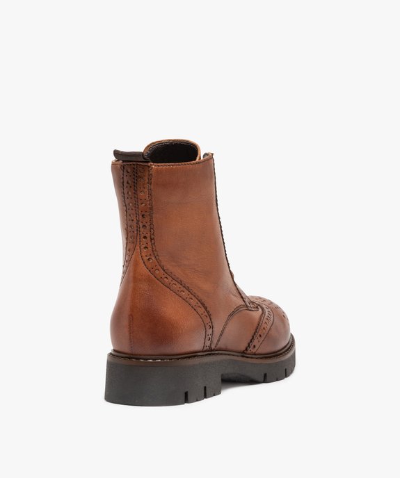 Boots fille crantées dessus cuir à bout golf - Tanéo vue5 - TANEO - GEMO
