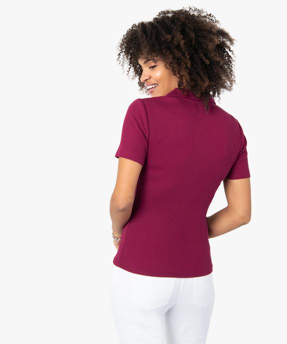Polo femme à manches courtes en maille côtelée vue3 - GEMO(FEMME PAP) - GEMO