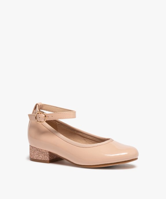 Ballerines fille vernies à talon pailleté et bride de cheville vue2 - GEMO (ENFANT) - GEMO