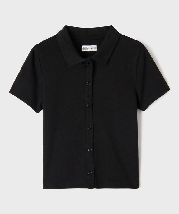 Polo en maille côtelée avec boutons fantaisie fille vue1 - GEMO 4G FILLE - GEMO
