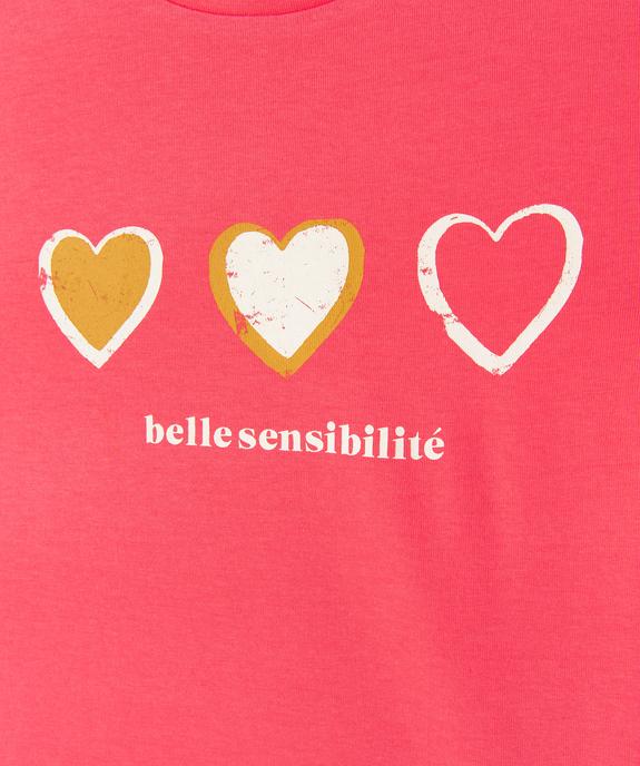 Tee-shirt à manches ultra courtes avec motif girly fille vue2 - GEMO 4G FILLE - GEMO