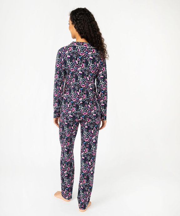 Pyjama deux pièces en viscose femme : chemise et pantalon vue3 - GEMO 4G FEMME - GEMO
