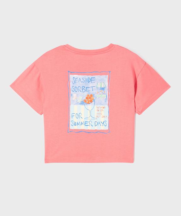 Tee-shirt manches courtes coupe courte imprimé dos fille vue4 - GEMO (ENFANT) - GEMO
