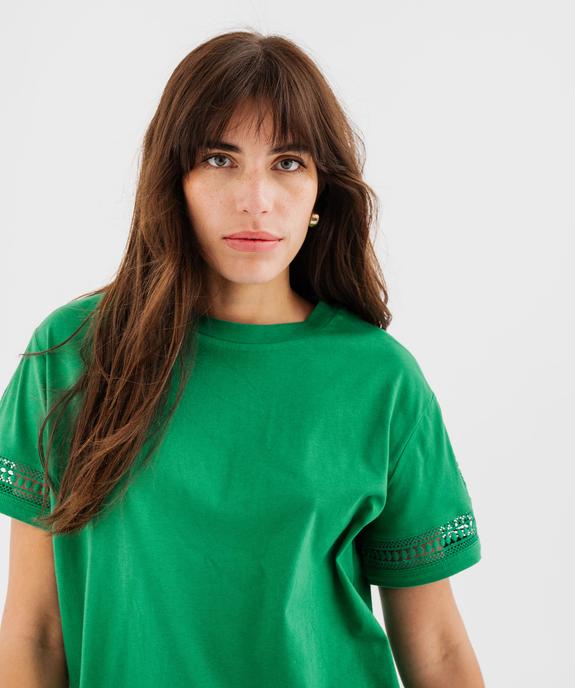 Tee-shirt manches courtes avec détails brodés femme vue2 - GEMO 4G FEMME - GEMO